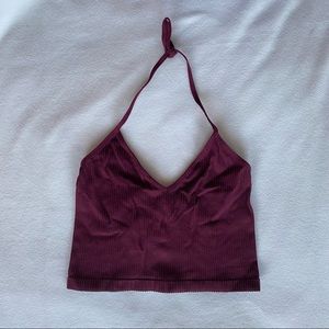 Target brand “Xhiliration” ribbed maroon bralette top